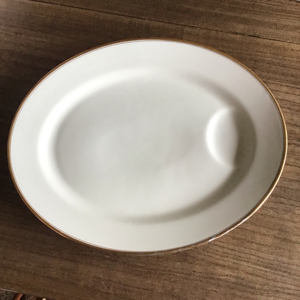 Vintage Haviland Limoges France Large Oval White & Gold Serving Platter